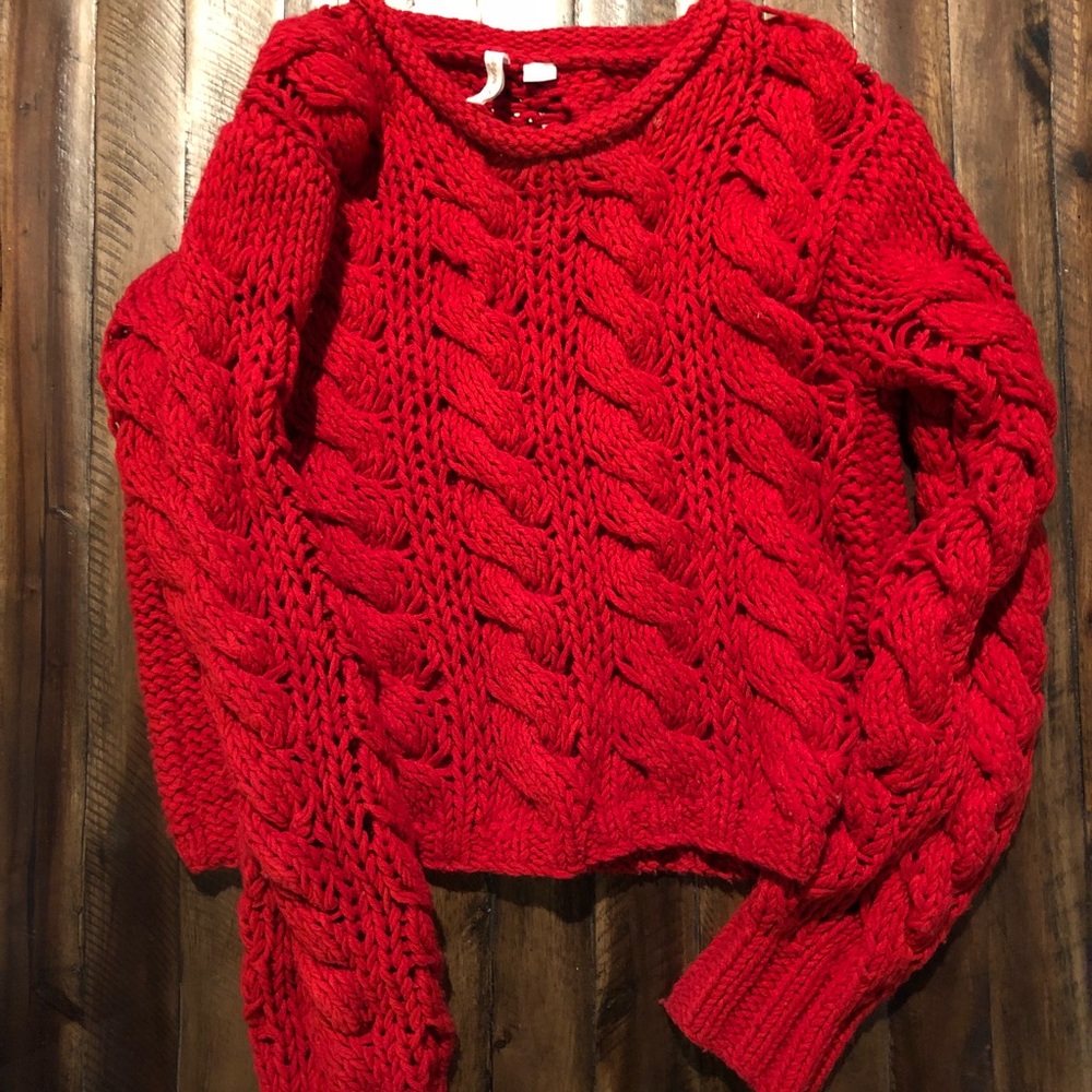Red Chunky Knit Sweater | Aryn K